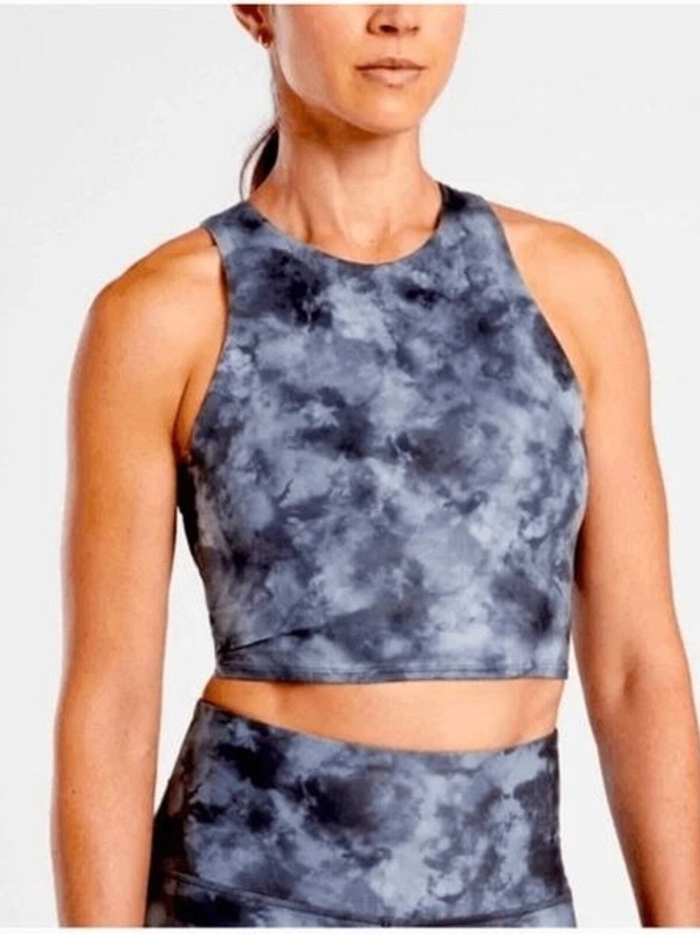 Old Navy Blue Black Tie-Dye Cropped Tank Top